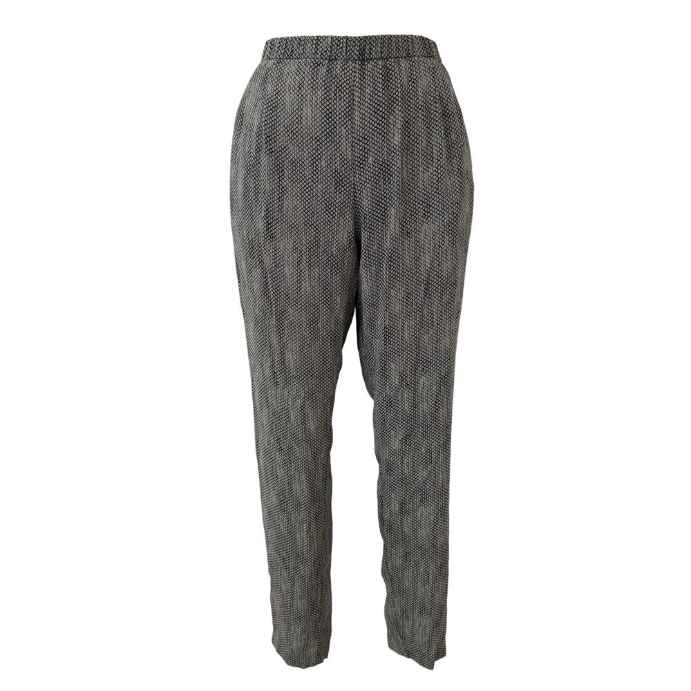 Eileen Fisher Silk Chainette Printed Georgette Crepe Pants Slouchy M Petite